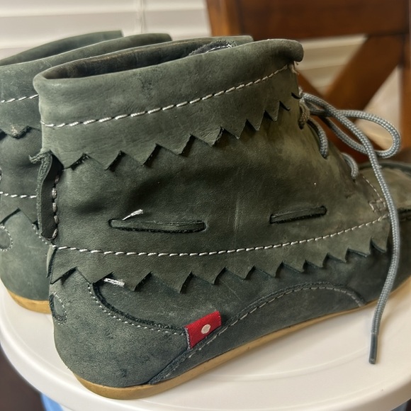 OLIBERTE Green Suede Hirari Moccasins Booties Made In Africa Women’s Size 39 - Picture 4 of 17